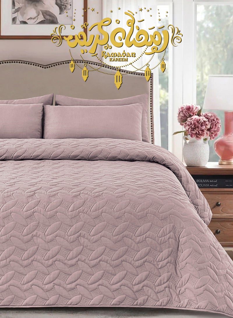 Master Home Textile 4Piece Microfiber Bedspread Set Fits 200 x 200 cm Double Size Bed King Size Compressed Comforter Set Elmira Series - Image 1